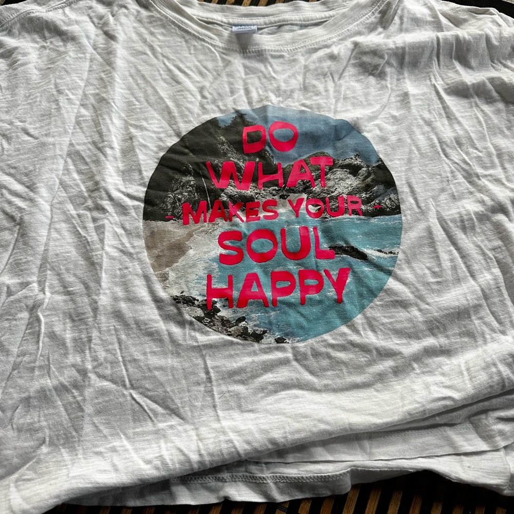 Old Navy White Crop Tee with Pink Graphic